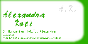 alexandra koti business card